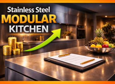 Best stainless steel modular kitchen design by Concepts Redefined in Ahmedabad.